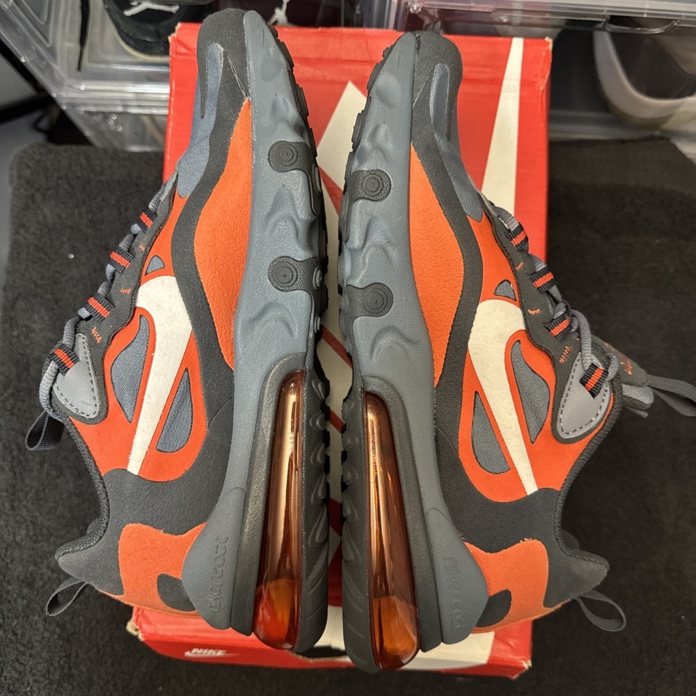 Nike Air Max 270 React GS Size 7y Gray Orange BQ0103-006 with box - Picture 6 of 10